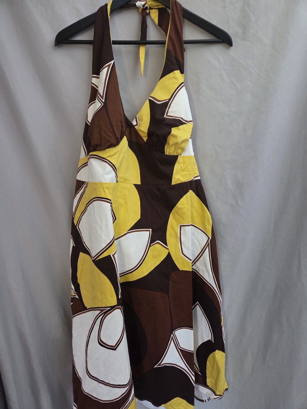 madison leigh Brown, Yellow & White Halter Floral Print Dress